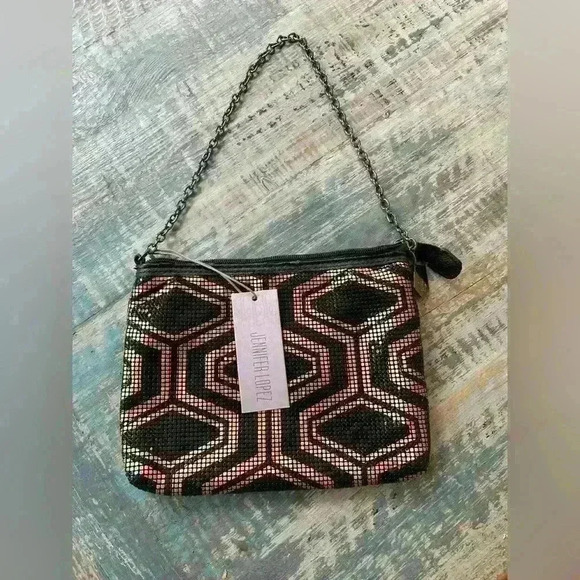 NWT Jennifer Lopez Small Handbag, Black and Gold Sequins - Picture 1 of 6